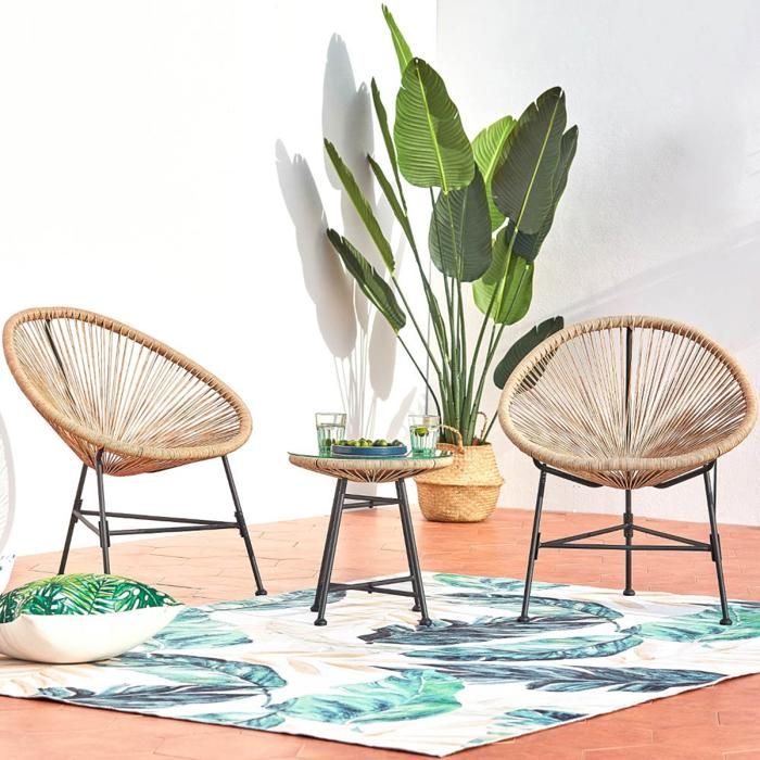 ACAPULCO - Ensemble de 2 fauteuils et table basse vert