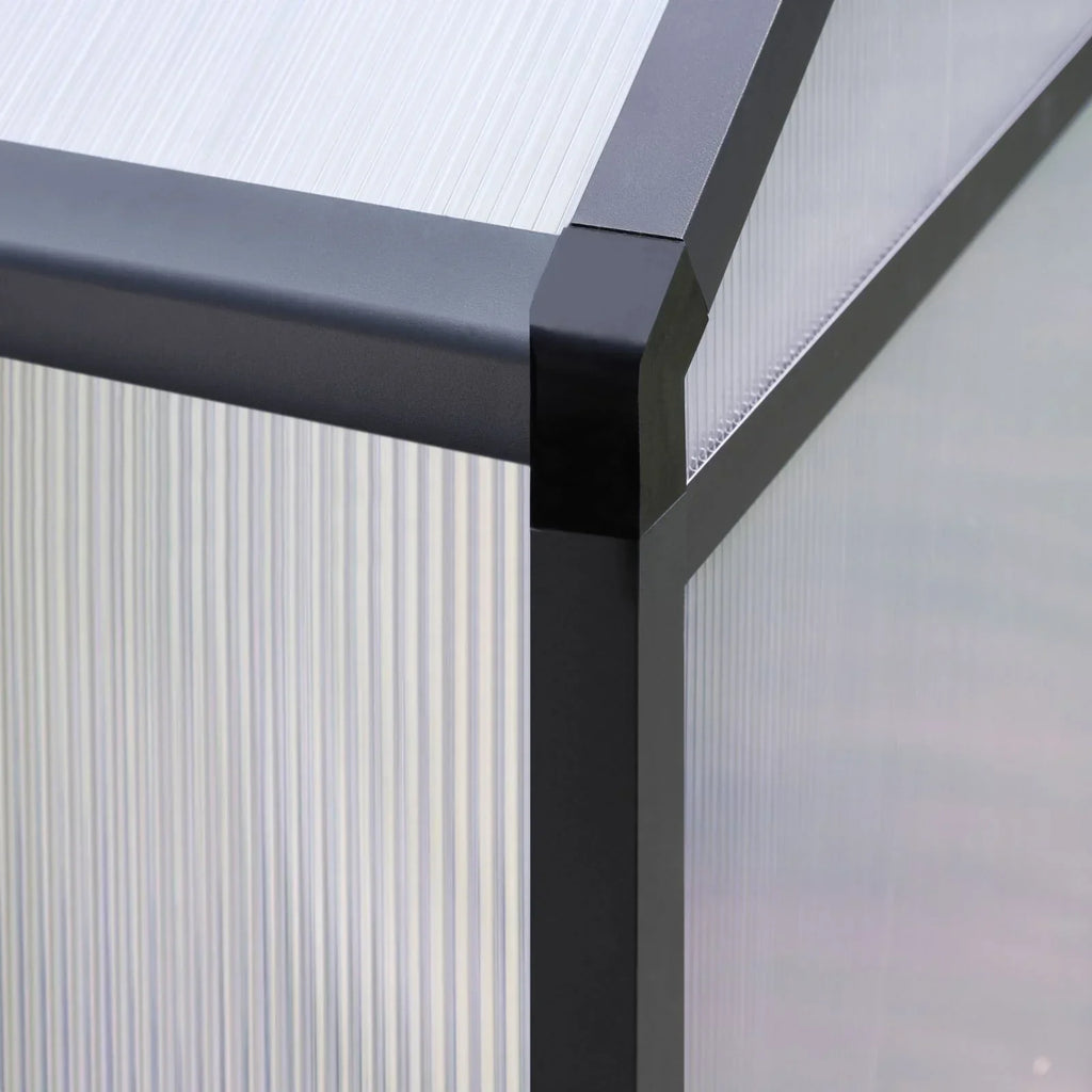 Serre de jardin aluminium VEIKOUS avec évent de toit réglable et porte verrouillable Grise