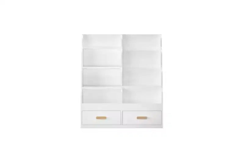 Étagère à livres pour enfants avec 2 tiroirs de rangement, bibliothèque frontale et organisateur de jouets, blanc