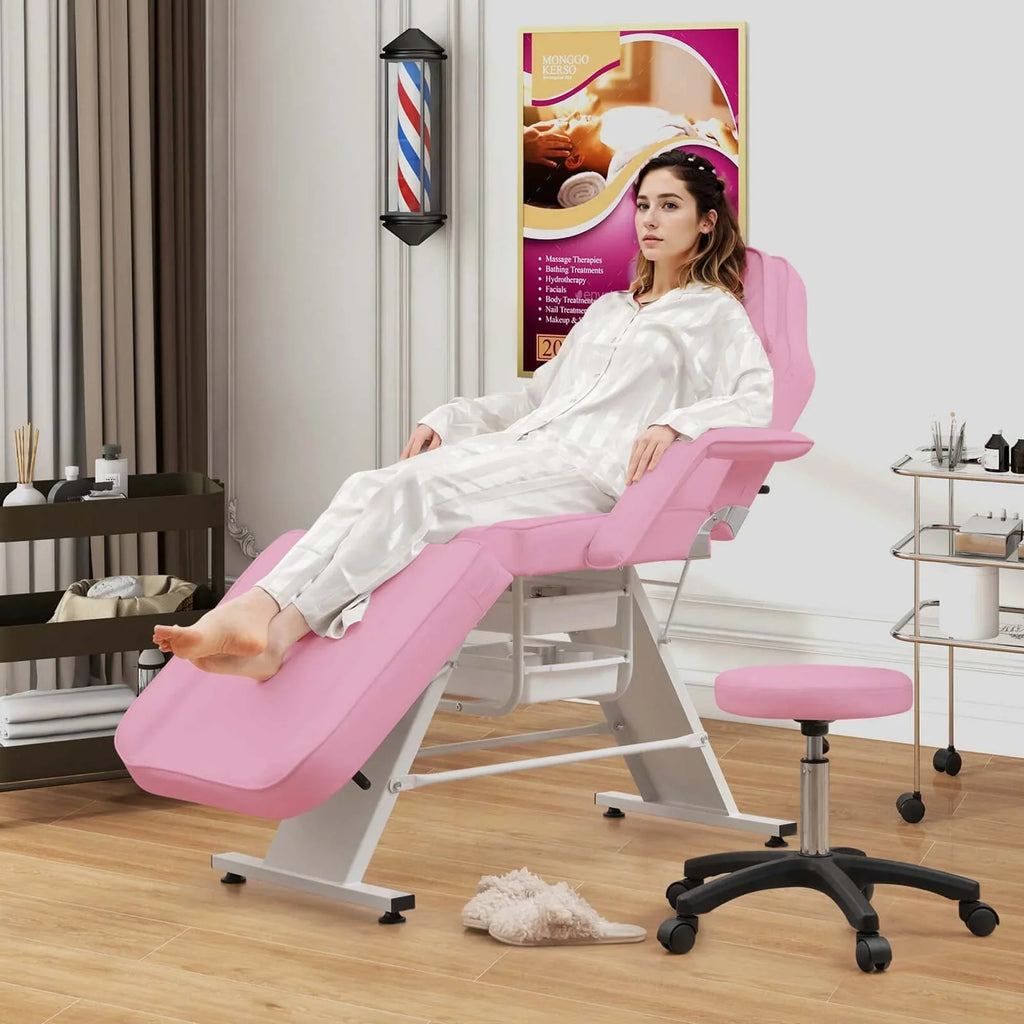 Costway Lit de massage 72" avec tabouret hydraulique et dossier réglable